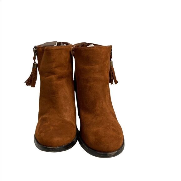 BAMBOO, fringe heeled  booties, Size 6 - Picture 1 of 13